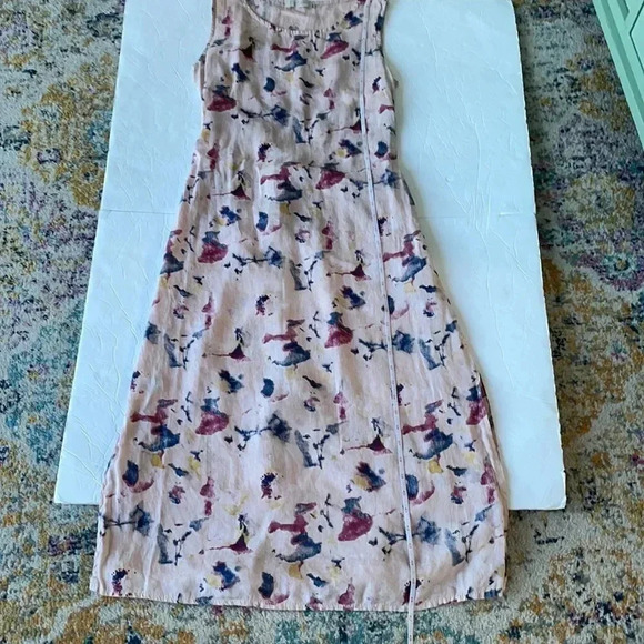 Bellambra Linen Midi Dress Light Pink Smocked waist Tie Back sleeveless Size S - Picture 8 of 11